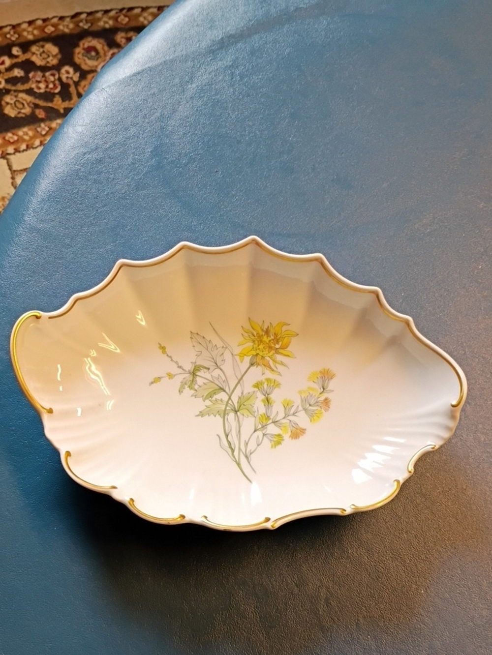 Primavera Porcelain Yellow Floral Scalloped Trinket Dish Richard Ginori Italy